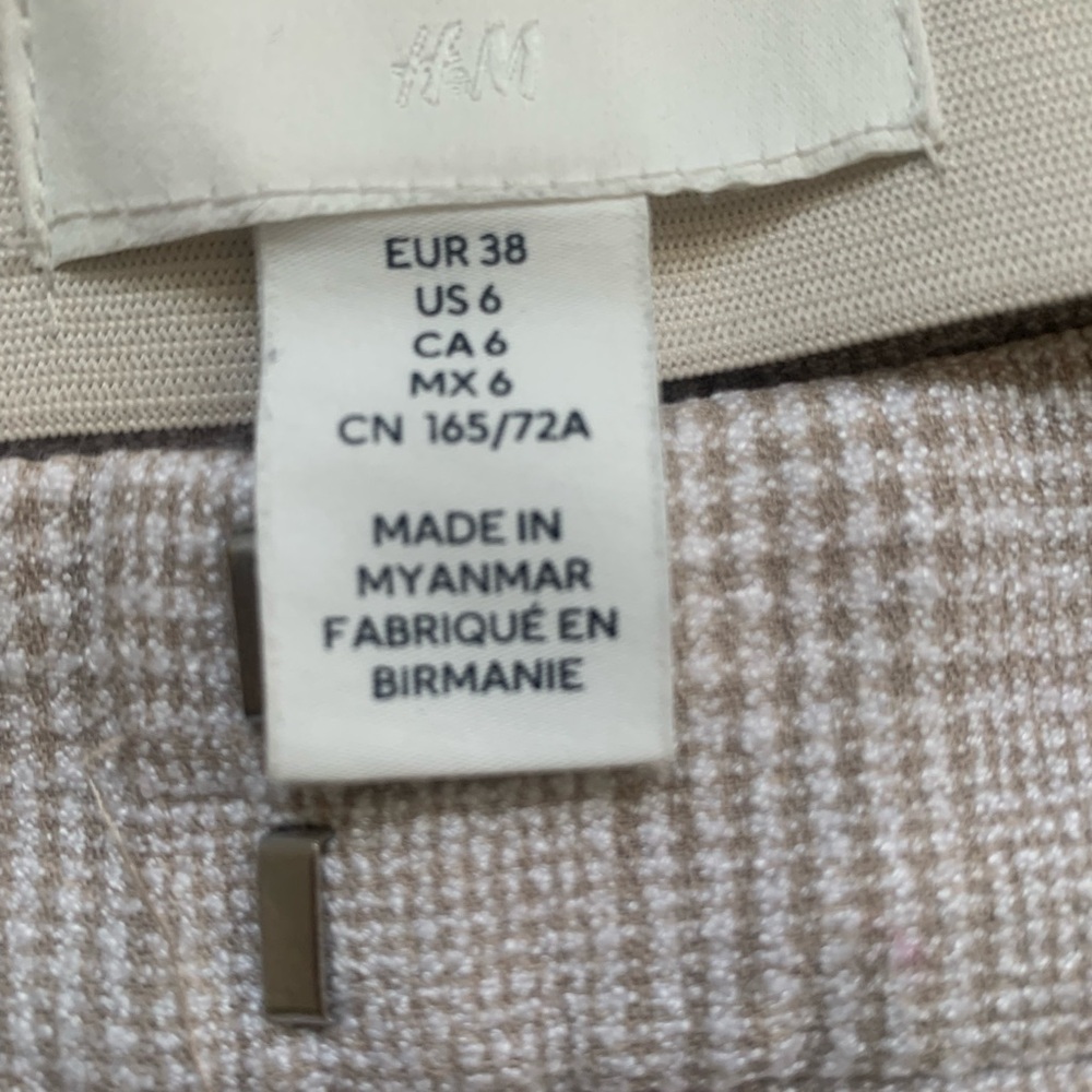 H&M Cream and Tan Plaid pants